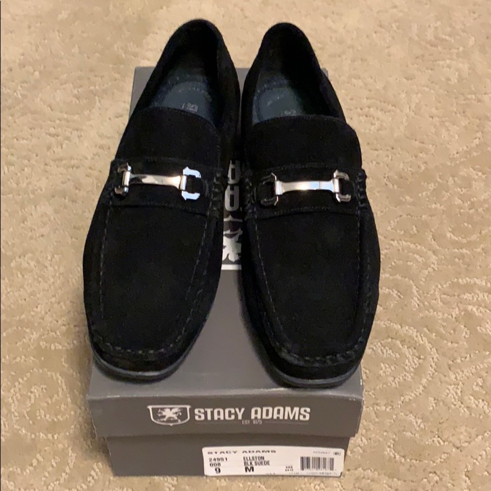 Stacy Adams Ellston Black Suede Loafers Size 9